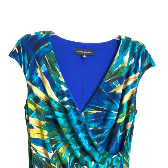 Jones New York Dress Women's Size 8 Multicolor Sheath Surplice Stretch Tropical - Picture 3 of 13
